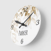 セピアベビー子供部屋オランダアートウォーターカラーフローラ ラージ壁時計 (傾斜)