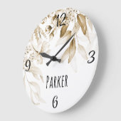 セピアベビー子供部屋オランダアートウォーターカラーフローラ ラージ壁時計 (傾斜)