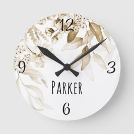 セピアベビー子供部屋オランダアートウォーターカラーフローラ ラージ壁時計