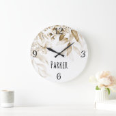 セピアベビー子供部屋オランダアートウォーターカラーフローラ ラージ壁時計 (ホーム)