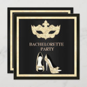 セピアマスクエレガントバチェロレッテ仮装パーティー 招待状 (正面/裏面)