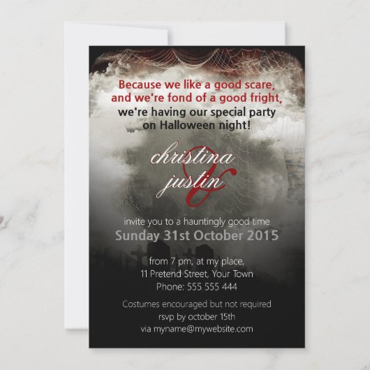 セピアムーン墓地の夢のハロウィンパーティーの招待状 招待状 (裏面)