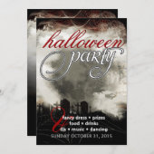 セピアムーン墓地の夢のハロウィンパーティー招待状 招待状 (正面/裏面)