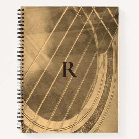 セピアモノグラムのアコースティックギター ノートブック (正面)