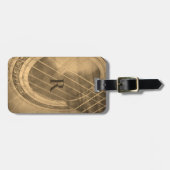 セピアモノグラムのアコースティックギター ラゲッジタグ (正面横)