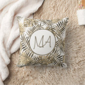 セピアモノグラムの熱帯ジャングルリーフデコール クッション (ブランケット)