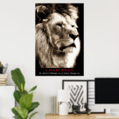 セピアライオンチャレやる気を起こさせるンジ ポスター (ホームオフィス)