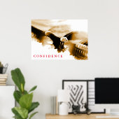 セピアランディングイーグルやる気を起こさせる自信 ポスター (ホームオフィス)