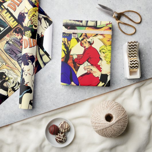 セピアロマンス漫画ブックカバージャムブルコラージュ ラッピングペーパー (クラフト)