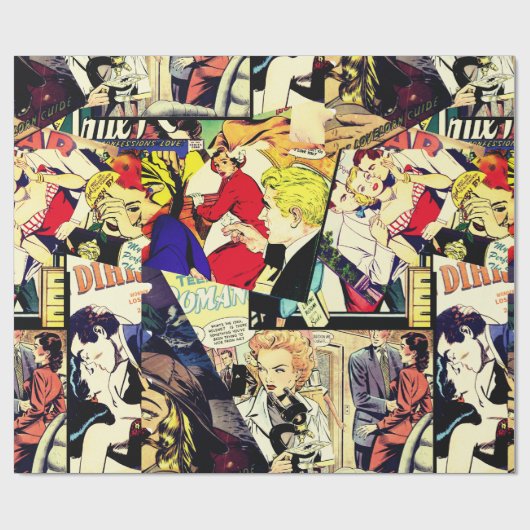 セピアロマンス漫画ブックカバージャムブルコラージュ ラッピングペーパー (フラット)