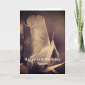 セピアローズブドフラワーパーソナライズされた誕生日カード カード (正面)