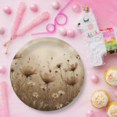 セピアワイルドフラワーズデザイン ペーパープレート (パーティー)