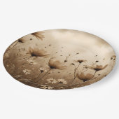 セピアワイルドフラワーズデザイン ペーパープレート (アングル)