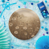 セピアワイルドフラワーズデザイン ペーパープレート (パーティー)