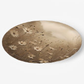 セピアワイルドフラワーズデザイン ペーパープレート (アングル)