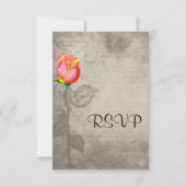 セピアヴィンテージスポットカラーピースバラウェディングスプ 出欠カード (正面)