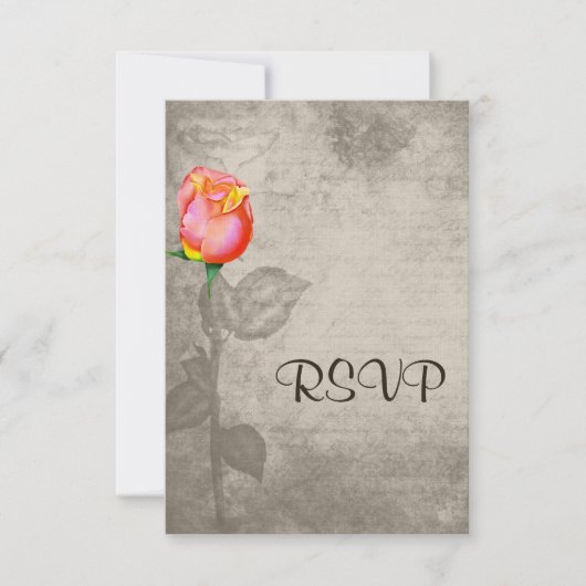 セピアヴィンテージスポットカラーピースバラウェディングスプ 出欠カード (正面)