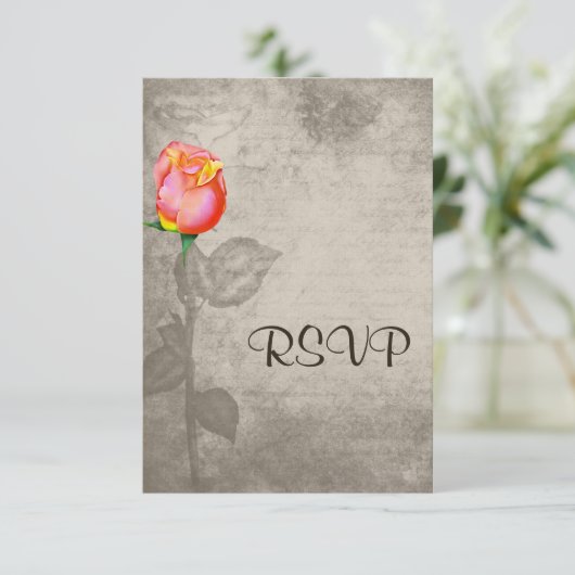 セピアヴィンテージスポットカラーピースバラウェディングスプ 出欠カード (スタンド正面)