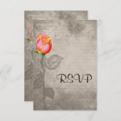 セピアヴィンテージスポットカラーピースバラウェディングスプ 出欠カード (正面/裏面)