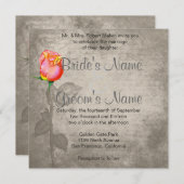 セピアヴィンテージスポットカラーピースバラ結婚ズ 招待状 (正面/裏面)
