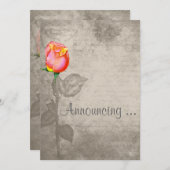 セピアヴィンテージスポットカラーピースバラ結婚ズ 招待状 (正面/裏面)