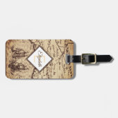 セピアヴィンテージ旅行マップイニシャルレターモノグラム ラゲッジタグ (正面横)