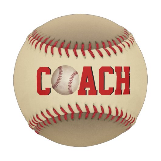 セピア上ボール付き野球コーチ 野球ボール (正面)
