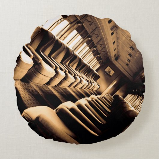 セピア列車の座席 ラウンドクッション (正面)