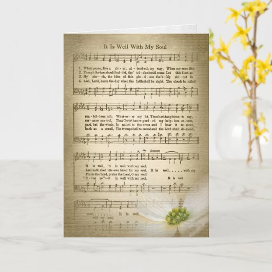 セピア古賛美歌と悔やみや弔慰用の花 カード (黄色い花)