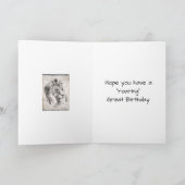 セピア図解入りの、写真付きのライオンハッピーバースデーカード カード (内部)