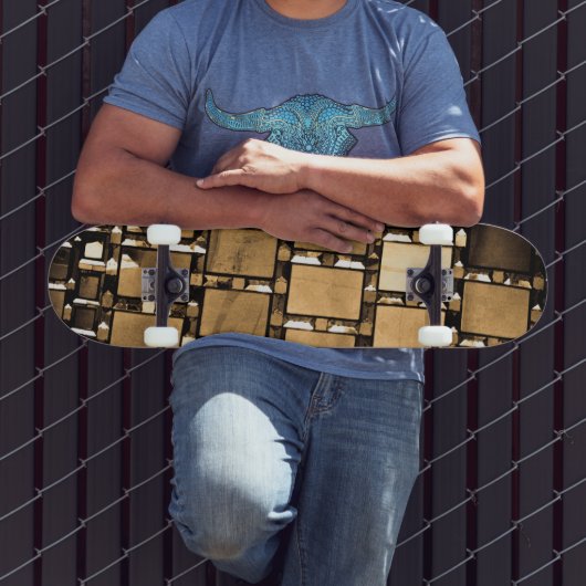 セピア幾何鏡パターン スケートボード (室外3)