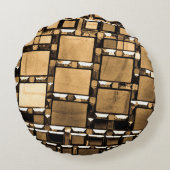 セピア幾何鏡パターン ラウンドクッション (裏面)