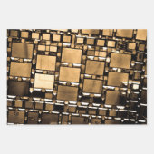 セピア幾何鏡パターン ラッピングペーパーシート (正面)