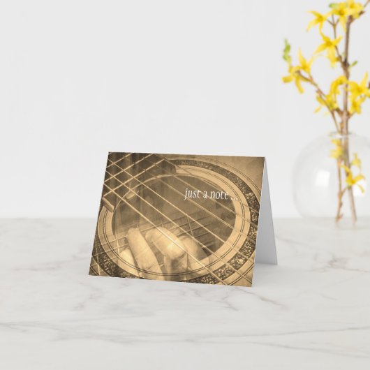 セピア抽象芸術ギターは単なるノートグリーティング カード (黄色い花)