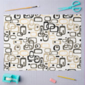 セピア楕円、カラフル幾何形状パターン 薄葉紙 (クラフト)