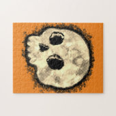 セピア点々のあるハーフトーンスカル水色 ジグソーパズル (横)