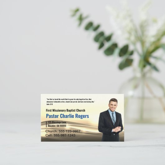 セピア牧師またはディーコン写真教会の名刺 名刺 (スタンド正面)