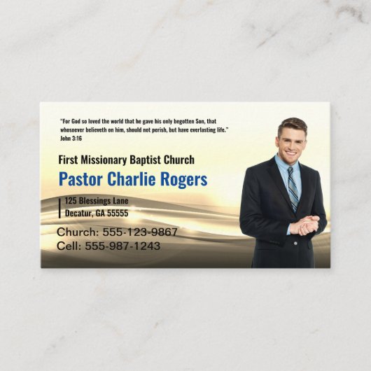 セピア牧師またはディーコン写真教会の名刺 名刺 (正面)