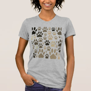 セピア犬の手がTシャツの上にプリント Tシャツ