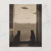 セピア猫とUFO ポストカード (正面)