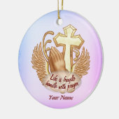 セピア祈りの言葉ハンズクリスチャン セラミックオーナメント (左)