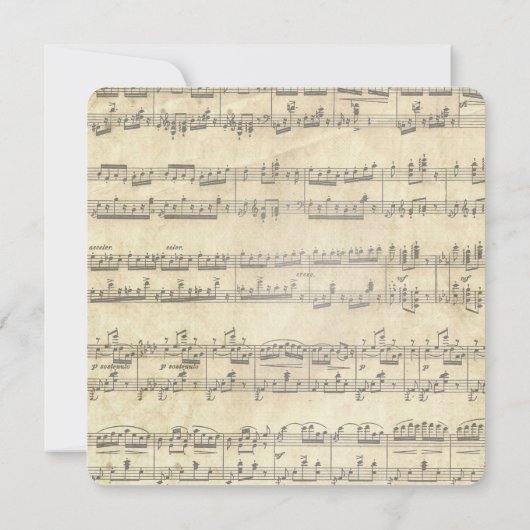 セピア結婚の音楽ハート 招待状 (裏面)