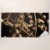 セピア結晶シャンデリア抽象芸術 ビーチタオル (正面)