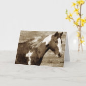 セピア色のまだら馬、父の日 カード (黄色い花)