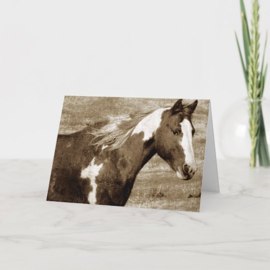 セピア色のまだら馬、父の日 カード (正面)