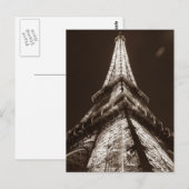 セピア色のエッフェル塔 ロマンス ナイト オブ パリ フランス ポストカード (正面/裏面)