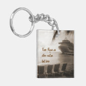 セピア色のカスタムなキーホルダーの船 キーホルダー (正面左)