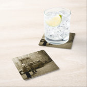 セピア色のコースターのイタリアンな通り場面 スクエアペーパーコースター (インサイチュ)