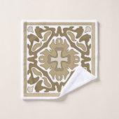 セピア色のスペイン人のタイル バスタオルセット (ウォッシュタオル)