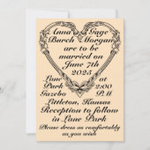 セピア色のビクトリアンハート結婚の 招待状 (正面)